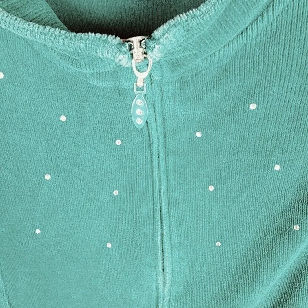 Koret Sport Women's Jacket PXL Green Corderoy with Rhinestones Side Pockets